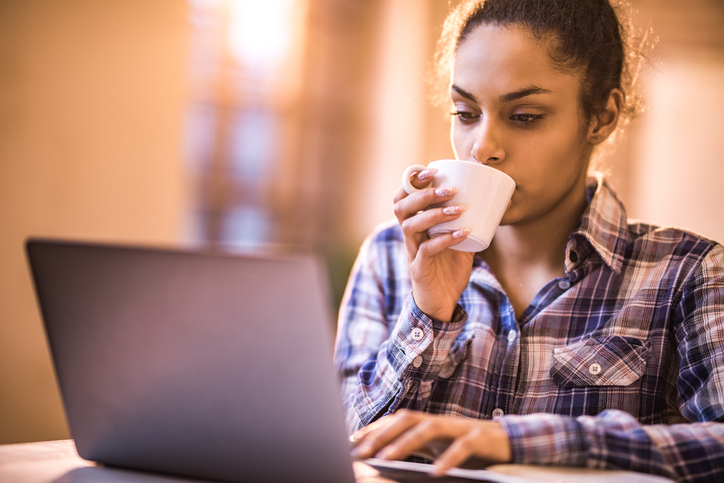 woman using laptop