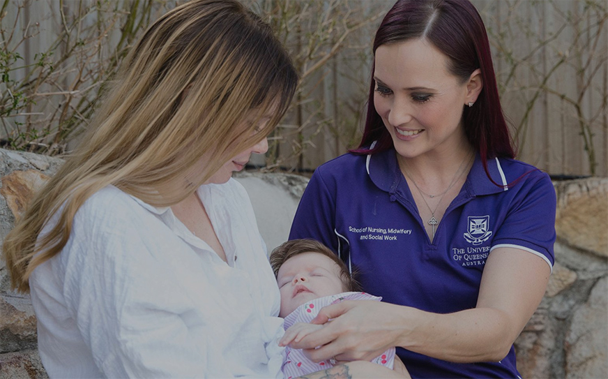 student with mother and baby