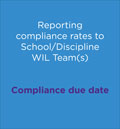 Reporting compliance rates to School/Discipline WIL Team(s) Compliance due date