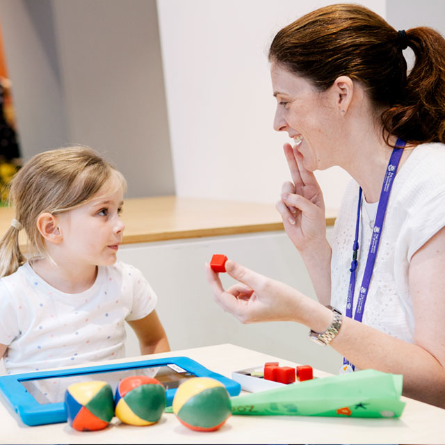 speech pathologist and patient