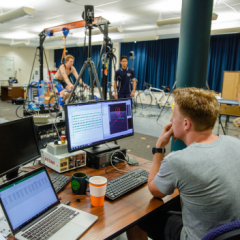 Motion capture testing analysis in biomechanics laboratory