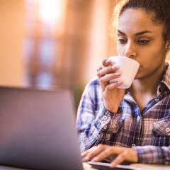 woman using laptop