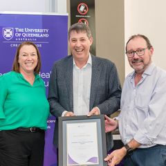 Linda McConnell, Professor Bruce Abernethy and Associate Professor Peter Cabot