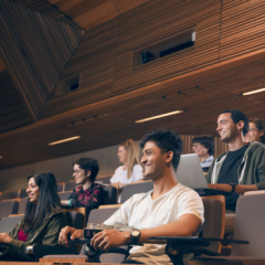 Students sitting in a lecture theatre
