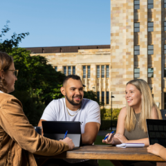 Students talking with supervisor