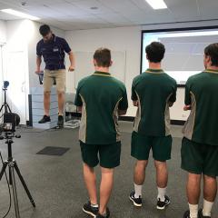 students watching biomechanics demonstration