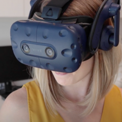 woman wearing VR mask
