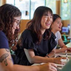 Social work students working together at a desk