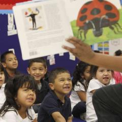 teacher reading to young children