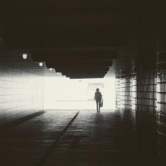 woman in tunnel