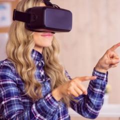 woman using VR