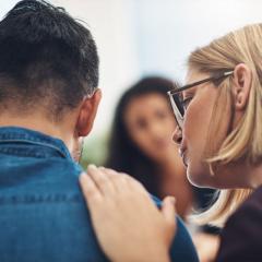 Social work student caring patient