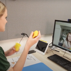 child doing telerehabilitation