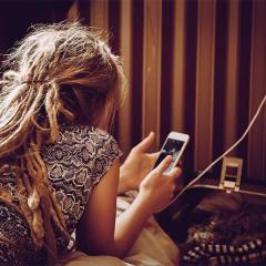 Woman looking at phone