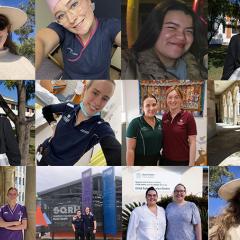 A collection of images showing students in different UQ uniforms.