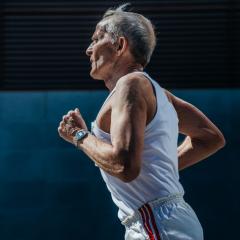 older man running