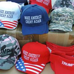 Assortment of Donald Trump election hats 