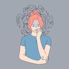 graphic of woman being anxious 